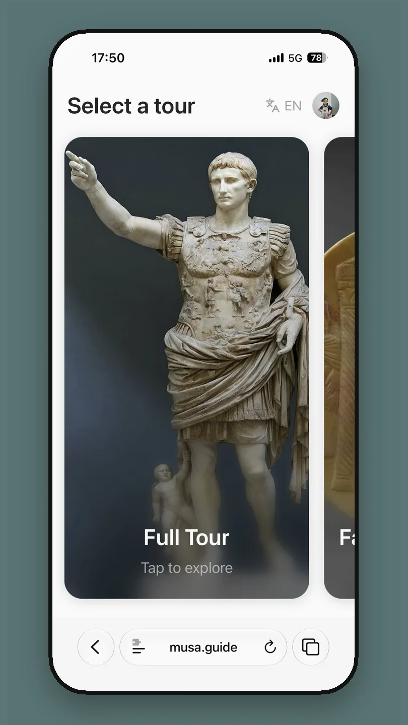 The guide's tour picker on a phone, with the full tour and the family tour side by side