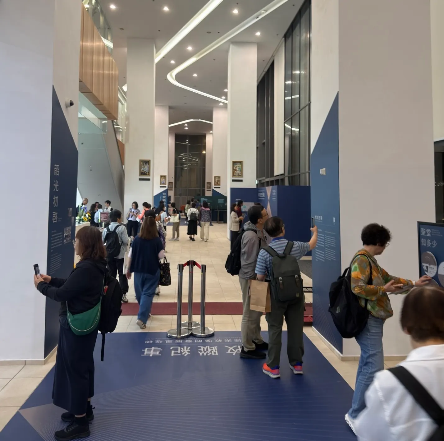 Visitors in the exhibition hall at Saint Francis University
